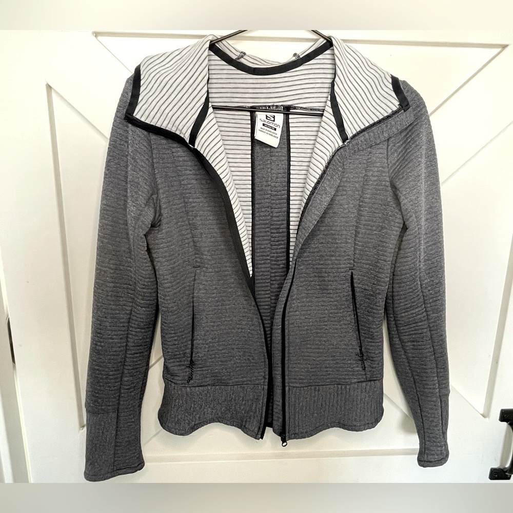 Salomon Womens Gray Softshell Hooded Jacket Size XS